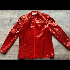 VINTAGE MIGNON NEW YORK RED SEQUIN BLAZER